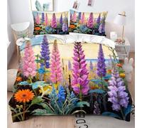 Fotmung Funda Nórdica 240x260 cm Estampado De Flores De Colores, Funda Nórdica Extra Grande + 2 Fundas de Almohada, Resistente al Lavado y al Desgaste, Transforma tu Cama en una Obra de Arte-A306
