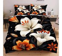 Fotmung Funda Nórdica 240x260 cm Flor Blanca, Funda Nórdica Extra Grande + 2 Fundas de Almohada, Resistente al Lavado y al Desgaste, Transforma tu Cama en una Obra de Arte E312