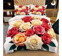 Fotmung Funda Nórdica 240x260 cm Flores Románticas, Funda Nórdica Extra Grande + 2 Fundas de Almohada, Resistente al Lavado y al Desgaste, Transforma tu Cama en una Obra de Arte L396-