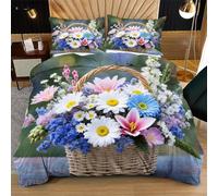 Fotmung Funda Nórdica 240x260 cm Flores Románticas, Funda Nórdica Extra Grande + 2 Fundas de Almohada, Resistente al Lavado y al Desgaste, Transforma tu Cama en una Obra de Arte L274-