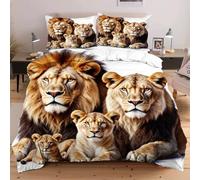 Fotmung Funda Nórdica 240x260 cm León Animal, Funda Nórdica Extra Grande + 2 Fundas de Almohada, Resistente al Lavado y al Desgaste, Transforma tu Cama en una Obra de Arte E238