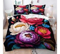 Fotmung Funda Nórdica 240x260 cm Mujer con Flor De PeoníA 3D, Funda Nórdica Extra Grande + 2 Fundas de Almohada, Resistente al Lavado y al Desgaste, Transforma tu Cama en una Obra de Arte-A272