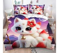 Fotmung Funda Nórdica 240x260 cm Zorro De Nueve Colas Animado, Funda Nórdica Extra Grande + 2 Fundas de Almohada, Resistente al Lavado y al Desgaste, Transforma tu Cama en una Obra de Arte-A32