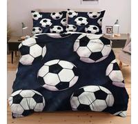 Fotmung Funda Nordica Cama 90 Infantil Balón de Fútbol Negro, Juego de Funda de Edredón 150x200 cm en Microfibra, Fundas de Edredón con Cierre de Cremallera y 2 Funda de Almohada 50x75 cm