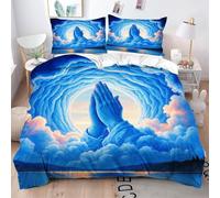Fotmung Funda Nordica Cama 90 Infantil Nubes Azules Y Dios, Funda de Edredón de Microfibra con Cremallera, Juego de Ropa de Cama con Fundas 135x200 + 2 Funda de Almohada 50x75 cm-A69