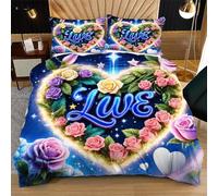 Fotmung Juego de Cama 150x200 CorazóN Colorido, Conjunto de Ropa de Cama 3 Piezas, Incluye 1 Funda de Edredón + 2 Fundas de Almohada, Lavable a Máquina, Suave al Tacto, Fácil de Cuidar R42