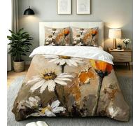 Fotmung Juego de Cama 150x200 Flores Óleo, Conjunto de Ropa de Cama 3 Piezas, Incluye 1 Funda de Edredón + 2 Fundas de Almohada, Lavable a Máquina, Suave al Tacto, Fácil de Cuidar-E310