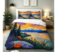 Fotmung Juego de Cama 150x200 Olas Nubes Óleo, Conjunto de Ropa de Cama 3 Piezas, Incluye 1 Funda de Edredón + 2 Fundas de Almohada, Lavable a Máquina, Suave al Tacto, Fácil de Cuidar-E322