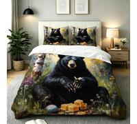 Fotmung Juego de Cama 150x200 Oso Óleo Animal, Conjunto de Ropa de Cama 3 Piezas, Incluye 1 Funda de Edredón + 2 Fundas de Almohada, Lavable a Máquina, Suave al Tacto, Fácil de Cuidar-E336