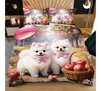 Fotmung Juego de Cama 150x200 Perro CorazóN, Conjunto de Ropa de Cama 3 Piezas, Incluye 1 Funda de Edredón + 2 Fundas de Almohada, Lavable a Máquina, Suave al Tacto, Fácil de Cuidar R266