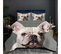 Fotmung Juego de Cama 220x240 cm Perro Gris, 3 Piezas para 4 Estaciones, Incluye 2 Fundas de Almohada 50x75 cm, Suave y Ligero, para Dormitorio Principal, N238
