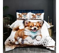 Fotmung Juego de Cama 220x240 cm Perro MarróN, 3 Piezas para 4 Estaciones, Incluye 2 Fundas de Almohada 50x75 cm, Suave y Ligero, para Dormitorio Principal, N182