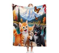 Fotmung Manta de Flanela Plush Gatos Peleando, Tamaño 150x200 cm Ideal para la Cama Matrimonial, Accesorio Elegante para la Sala de Estar, Ligera y Respirable, Usable Durante Todo el Año P18