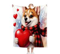 Fotmung Manta de Flanela Plush Perro con CorazóN, Tamaño 150x200 cm Ideal para la Cama Matrimonial, Accesorio Elegante para la Sala de Estar, Ligera y Respirable, Usable Durante Todo el Año R212