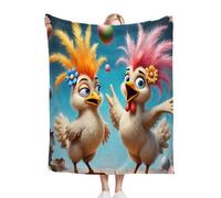 Fotmung Manta de Flanela Plush Pollo Colorido, Tamaño 150x200 cm Ideal para la Cama Matrimonial, Accesorio Elegante para la Sala de Estar, Ligera y Respirable, Usable Durante Todo el Año P396
