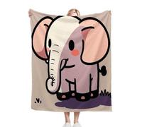 Fotmung Manta de Flanela Suave Elefante De Dibujo, 180x220 cm para Recibir Huéspedes, Manta para Viajes Cortos, Decoración para Pisos Pequeños, Lavable a Máquina y Duradera en el Tiempo-D4