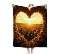 Fotmung Manta para Cama 130x150 Girasoles Amarillos, Impresa 3D Suave y Cálida Manta de Microfibra Franela, Multiusos Cubierta de Cama Mullida para Niños Adultos, 130x150 cm D4