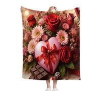 Fotmung Manta para Sofá 240 x 260 Flor Roja, Mullida Mantas para Cama 180 de Franela, Cálida Reversible Manta Polar de Microfibra para Cubre Colchas, 260x240 cm R9