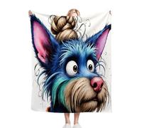 Fotmung Manta para Sofá 240 x 260 Perro Azul, Mullida Mantas para Cama 180 de Franela, Cálida Reversible Manta Polar de Microfibra para Cubre Colchas, 260x240 cm P127