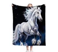 Fotmung Manta Polar 150x200 Infantil Caballo Blanco, 3D Impresión Microfibra Suave Acogedora Cubierta de Cama, Cálida Manta sofá de Franela para Adultos Niños Mascota M57-