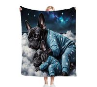 Fotmung Manta Polar 150x200 Infantil Perro Azul, 3D Impresión Microfibra Suave Acogedora Cubierta de Cama, Cálida Manta sofá de Franela para Adultos Niños Mascota M67-