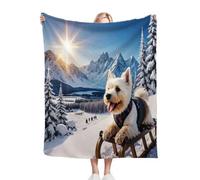 Fotmung Manta Polar 150x200 Infantil Perro Esquiando, 3D Impresión Microfibra Suave Acogedora Cubierta de Cama, Cálida Manta sofá de Franela para Adultos Niños Mascota R39