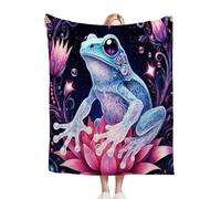 Fotmung Manta Polar 150x200 Infantil Rana con Flor Morada, 3D Impresión Microfibra Suave Acogedora Cubierta de Cama, Cálida Manta sofá de Franela para Adultos Niños Mascota-A59
