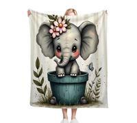 Fotmung Mantas para Cama 105-180x220 Elefante de Dibujos Animados, Mantas Polar Microfibra Franela Extra Suave para Niños Adultos, Cálida Manta Cubre Sofá para Hogar Oficina Viaje A312