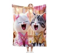 Fotmung Mantas para Cama 105-180x220 Gato Sonriente, Mantas Polar Microfibra Franela Extra Suave para Niños Adultos, Cálida Manta Cubre Sofá para Hogar Oficina Viaje P97