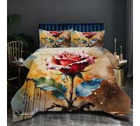 Fotmung Set de Edredón 3 Piezas Rosa MarróN, Edredón 200x200 cm con 2 Fundas de Almohada (50x75 cm), Tela de Microfibra Ultra-Soft, Relleno de Algodón, Adecuado para 4 Estaciones N180