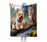 Fotmung Throw de Flanela Cálida BúHo Gris, 130x150 cm Ideal para el Sofá, Manta para la Siesta Tarde, Lavable a Máquina y Sin Pérdida de Color Ligera de Llevar y Fácil de Almacenar P340