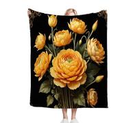 Fotmung Throw de Flanela Cálida Flor Amarilla, 130x150 cm Ideal para el Sofá, Manta para la Siesta Tarde, Lavable a Máquina y Sin Pérdida de Color Ligera de Llevar y Fácil de Almacenar M270-