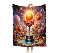 Fotmung Throw de Flanela Cálida Flor Colorida, 130x150 cm Ideal para el Sofá, Manta para la Siesta Tarde, Lavable a Máquina y Sin Pérdida de Color Ligera de Llevar y Fácil de Almacenar M92-