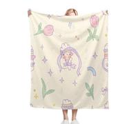 Fotmung Throw de Flanela Cálida Flor De Dibujo, 130x150 cm Ideal para el Sofá, Manta para la Siesta Tarde, Lavable a Máquina y Sin Pérdida de Color Ligera de Llevar y Fácil de Almacenar-D38