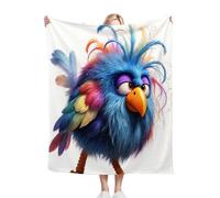 Fotmung Throw de Flanela Cálida PáJaro Azul, 130x150 cm Ideal para el Sofá, Manta para la Siesta Tarde, Lavable a Máquina y Sin Pérdida de Color Ligera de Llevar y Fácil de Almacenar P136