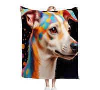 Fotmung Throw de Flanela Cálida Perro de Colores, 130x150 cm Ideal para el Sofá, Manta para la Siesta Tarde, Lavable a Máquina y Sin Pérdida de Color Ligera de Llevar y Fácil de Almacenar R88