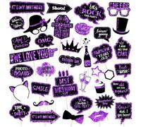 Foto Booth DIY Photo Props Kit para Boda Photo Booth Fotobox Accesorios Cumpleaños Prop Dress-up Carnaval Accesorios Decoración Fiesta Accesorios de Foto Accesorios para Fotos para Divertidos (Purple