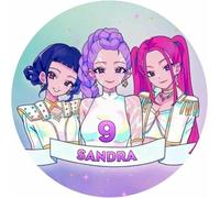 FOTO COMESTIBLE de GUERRERAS KPOP DEMON HUNTERS K-POP Redonda Personalizada para Pastel o Tarta, Papel Comestible Decoracion Cumpleaños, Obleas Comestibles Torta Redondo - Vegano y Sin Gluten