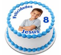 FOTO COMESTIBLE, Fácil Personalización con Nombre, Edad y Texto, Foto Comestibles para Tartas de Cumpleaños, Varios Tamaños, DISCO