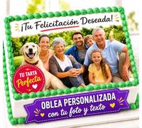 FOTO COMESTIBLE para tarta Personalizada con nombre y edad. Foto de tarta para cumpleaños. Papel de Oblea o Azúcar para Tartas Varios Tamaños - Rectangular