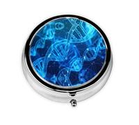 Foto de cadena de ADN. Este pequeño pastillero redondo de viaje de tres compartimentos es perfecto para almacenar medicamentos diarios, vitaminas y sobre la marcha.