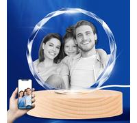 Foto De Cristal 3D Personalizada - Holográfico Foto Grabado Dentro Del Cristal Con Su Propia Imagen, Foto De Cristal 3D Regalo Personalizado Para Cumpleaños, Boda, Memorial
