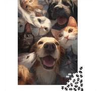 Foto de Grupo Mascotas Puzzle de 1000 Piezas para Adultos Gatos y Perros Lindos Juego de Puzzle 1000 Piezas Relajante Hogar 70x50cm/1000pcs