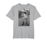 Foto de Guitarra de Bob Marley x David Burnett, Color Blanco y Negro Camiseta, Hombre Tallas Grandes, Gris Jaspeado, 6X Alto