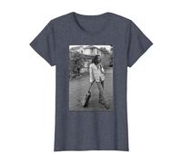 Foto de Guitarra de Bob Marley x David Burnett, Color Blanco y Negro Camiseta, Mujer, Azul Jaspeado, L