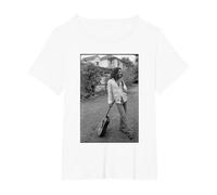Foto de Guitarra de Bob Marley x David Burnett, Color Blanco y Negro Camiseta, Mujer Tallas Grandes, Blanco, 6XL Grande