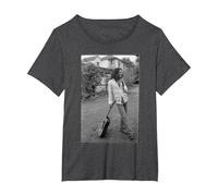 Foto de Guitarra de Bob Marley x David Burnett, Color Blanco y Negro Camiseta, Mujer Tallas Grandes, Jaspeado Oscuro, 6XL Grande