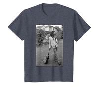 Foto de Guitarra de Bob Marley x David Burnett, Color Blanco y Negro Camiseta, Niños, Azul Jaspeado, 6 años