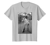 Foto de Guitarra de Bob Marley x David Burnett, Color Blanco y Negro Camiseta, Niños, Plata, 6 años