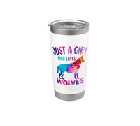 Foto de Just A Girl Who Loves Wolves para Wolf Lover Vaso térmico de acero inoxidable de doble pared